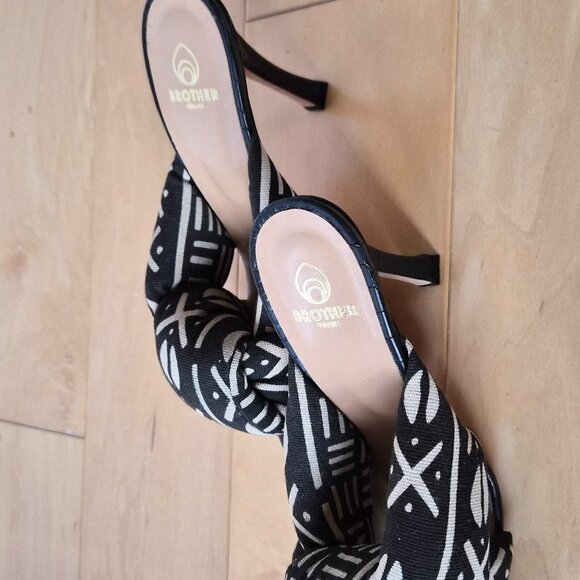 Brother Vellies African Mudcloth Sandal Heels Sz 9 - Picture 4 of 6